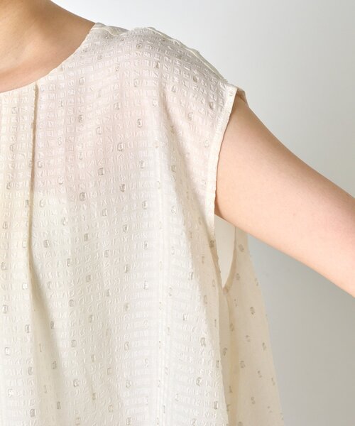 Jena espace merveilleux（ジェナ　エスパスメルヴェイユ）の「ラメチェックシフォンノースリブラウス（シャツ/ブラウス・レディース・オフホワイト/ブラック・FREE）」の8枚目の写真