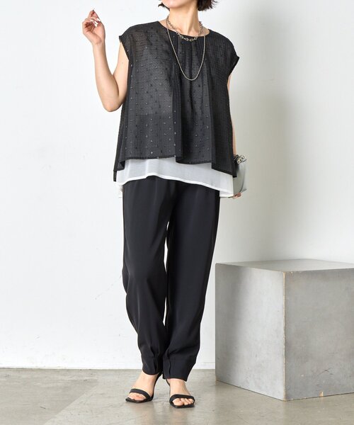 Jena espace merveilleux（ジェナ　エスパスメルヴェイユ）の「ラメチェックシフォンノースリブラウス（シャツ/ブラウス・レディース・オフホワイト/ブラック・FREE）」の9枚目の写真