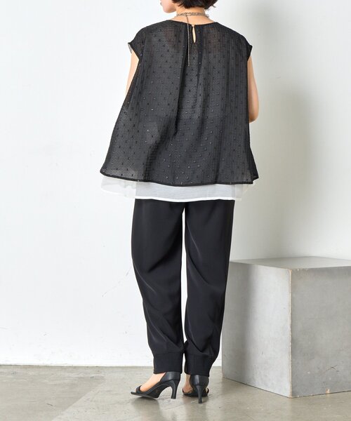 Jena espace merveilleux（ジェナ　エスパスメルヴェイユ）の「ラメチェックシフォンノースリブラウス（シャツ/ブラウス・レディース・オフホワイト/ブラック・FREE）」の10枚目の写真
