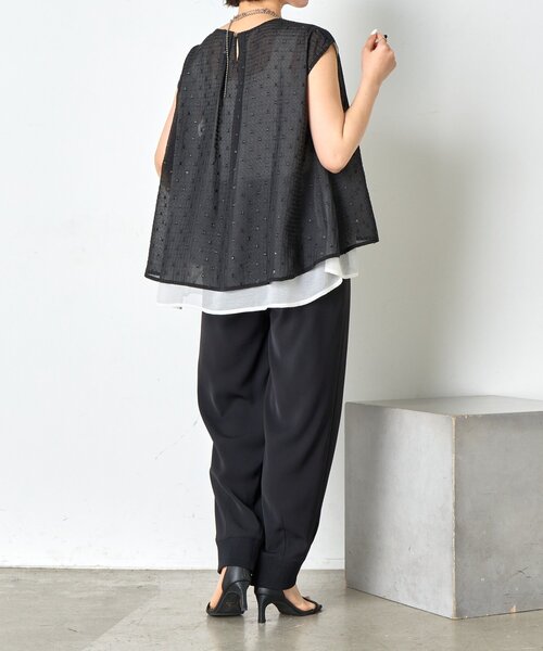 Jena espace merveilleux（ジェナ　エスパスメルヴェイユ）の「ラメチェックシフォンノースリブラウス（シャツ/ブラウス・レディース・オフホワイト/ブラック・FREE）」の11枚目の写真