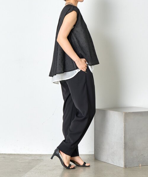 Jena espace merveilleux（ジェナ　エスパスメルヴェイユ）の「ラメチェックシフォンノースリブラウス（シャツ/ブラウス・レディース・オフホワイト/ブラック・FREE）」の12枚目の写真