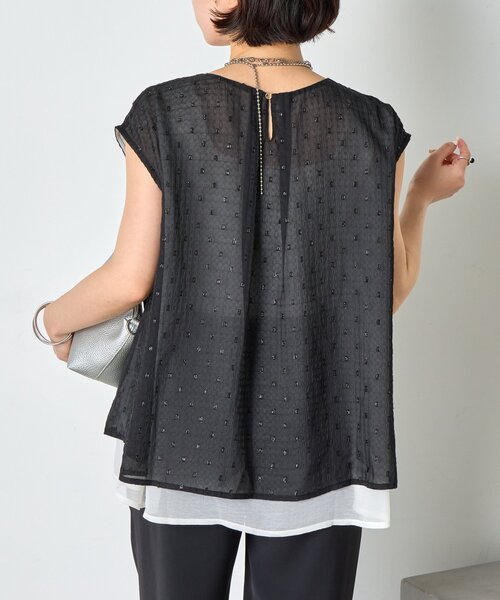 Jena espace merveilleux（ジェナ　エスパスメルヴェイユ）の「ラメチェックシフォンノースリブラウス（シャツ/ブラウス・レディース・オフホワイト/ブラック・FREE）」の15枚目の写真