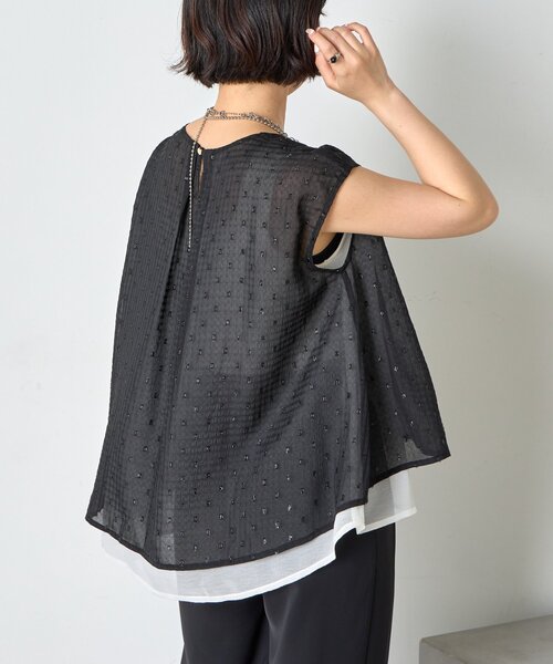 Jena espace merveilleux（ジェナ　エスパスメルヴェイユ）の「ラメチェックシフォンノースリブラウス（シャツ/ブラウス・レディース・オフホワイト/ブラック・FREE）」の16枚目の写真