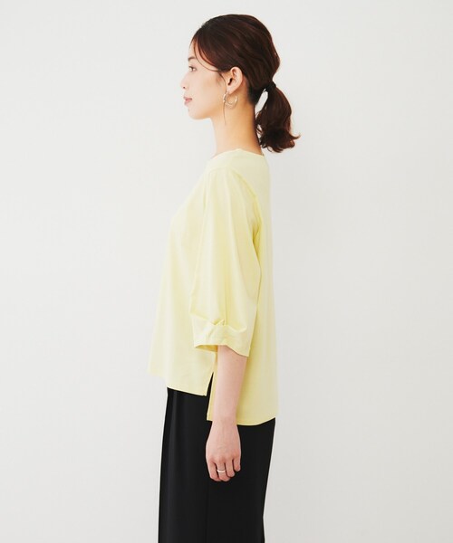 tシャツ 袖タックカットソー レディース aquagarage トップス レディース カットソー 半袖 裾タック