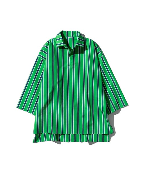 シャツ ストライプ PUEBCO プエブコ レディース メンズ クルーネック コットン 5分丈 半袖 COTTON STRIPE SHIRT / CREW NECK PUEBCO シャツ COTTON STRIPE SHIRT / CREW NECK Blue M メンズ