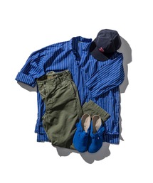 PUEBCO（プエブコ）の「COTTON STRIPE SHIRT / REGULAR COLLAR Blue M（シャツ/ブラウス）」