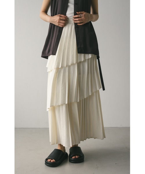 STYLEMIXER(スタイルミキサー)の「プリーツティアードスカート(スカート・レディース・アイボリー/ブラック/チャコールグレー・SMALL/MEDIUM)」の1枚目の写真