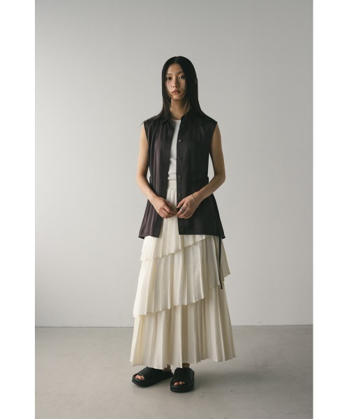 STYLEMIXER(スタイルミキサー)の「プリーツティアードスカート(スカート・レディース・アイボリー/ブラック/チャコールグレー・SMALL/MEDIUM)」の4枚目の写真