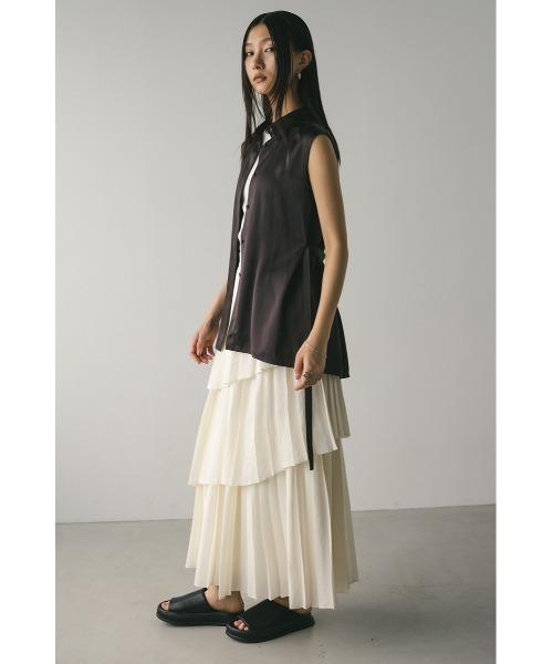 STYLEMIXER(スタイルミキサー)の「プリーツティアードスカート(スカート・レディース・アイボリー/ブラック/チャコールグレー・SMALL/MEDIUM)」の5枚目の写真