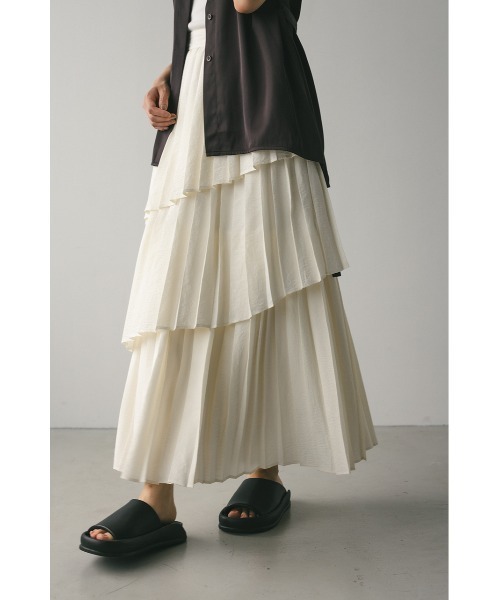 STYLEMIXER(スタイルミキサー)の「プリーツティアードスカート(スカート・レディース・アイボリー/ブラック/チャコールグレー・SMALL/MEDIUM)」の6枚目の写真