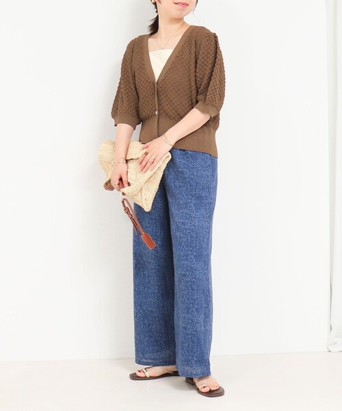 MICO COULIER（ミコクリエ）の「立体編柄Vネックカーディガン（カーディガン/ボレロ・レディース・ブラウン/グレイッシュベージュ/ライトグレー・38）」の7枚目の写真