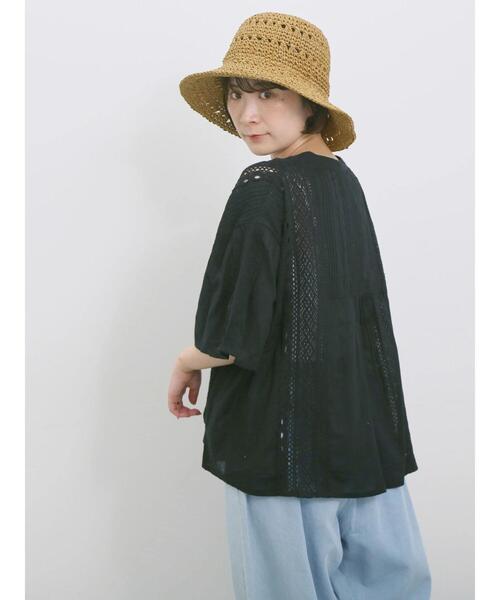 Samansa Mos2 blue（サマンサモスモスブルー）の「【Made in India】ピンタックレース前開きブラウス（シャツ/ブラウス・レディース・オフホワイト/ブラック/グリーン・F）」の3枚目の写真