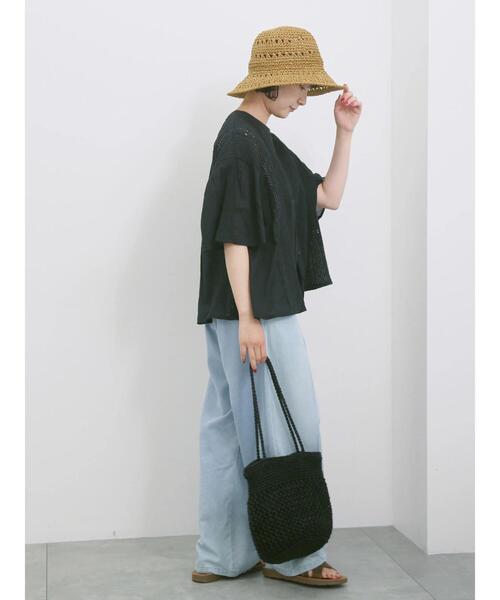 Samansa Mos2 blue（サマンサモスモスブルー）の「【Made in India】ピンタックレース前開きブラウス（シャツ/ブラウス・レディース・オフホワイト/ブラック/グリーン・F）」の10枚目の写真