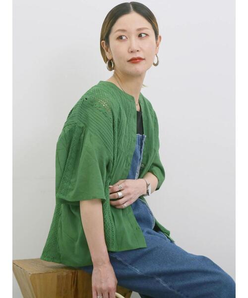 Samansa Mos2 blue（サマンサモスモスブルー）の「【Made in India】ピンタックレース前開きブラウス（シャツ/ブラウス・レディース・オフホワイト/ブラック/グリーン・F）」の14枚目の写真