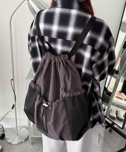 WEGO/【25年春夏新作】メッシュポケットナップサック（バック