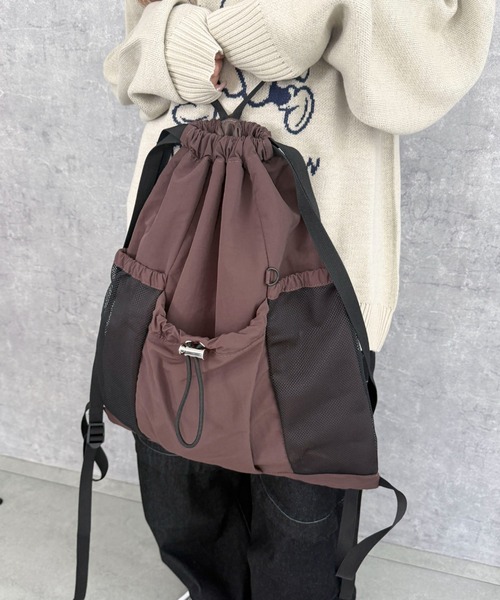 WEGO（ウィゴー）の「WEGO/メッシュポケットナップサック（バックパック/リュック・レディース・グレー/ブラック/ブラウン/その他1/グレー系その他・FREE）」の11枚目の写真