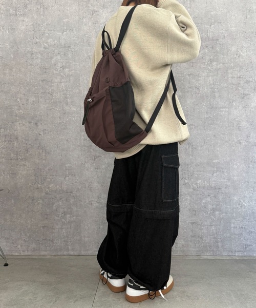 WEGO（ウィゴー）の「WEGO/メッシュポケットナップサック（バックパック/リュック・レディース・グレー/ブラック/ブラウン/その他1/グレー系その他・FREE）」の12枚目の写真