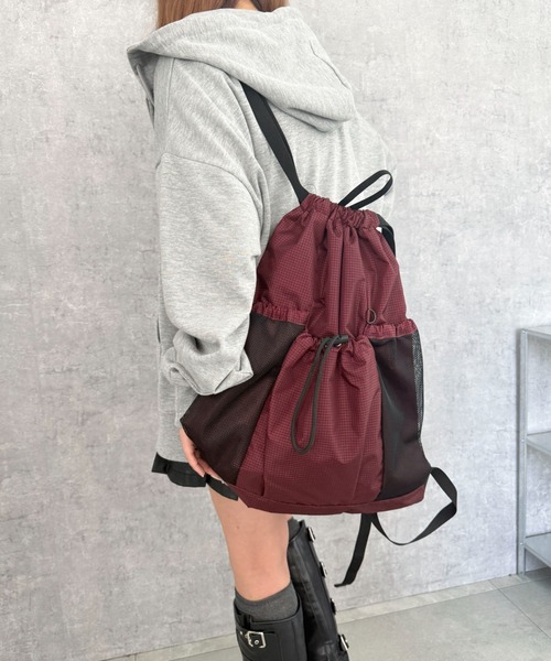 WEGO（ウィゴー）の「WEGO/メッシュポケットナップサック（バックパック/リュック・レディース・グレー/ブラック/ブラウン/その他1/グレー系その他・FREE）」の14枚目の写真