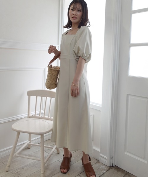 セール】デニムライクスクエアネックワンピース（ワンピース