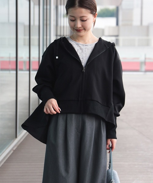 セール】【WEB限定】異素材 フレア パーカー（Tシャツ/カットソー