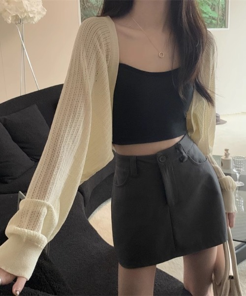 yuue' ( wear )（ユーイ）の「透かし編みショートボレロカーディガン（カーディガン/ボレロ・レディース・ブルー/ブラック/ホワイト/ベージュ・FREE）」の18枚目の写真