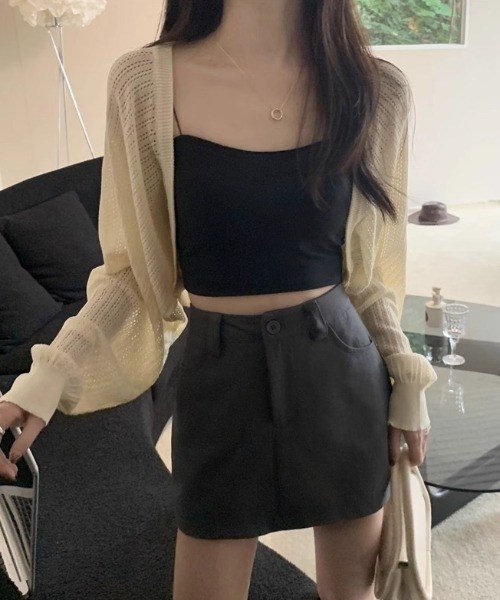 yuue' ( wear )（ユーイ）の「透かし編みショートボレロカーディガン（カーディガン/ボレロ・レディース・ブルー/ブラック/ホワイト/ベージュ・FREE）」の20枚目の写真