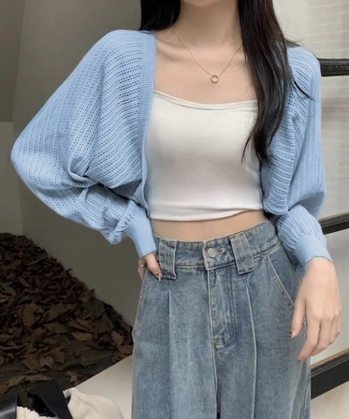 yuue' ( wear )（ユーイ）の「透かし編みショートボレロカーディガン（カーディガン/ボレロ・レディース・ブルー/ブラック/ホワイト/ベージュ・FREE）」の21枚目の写真