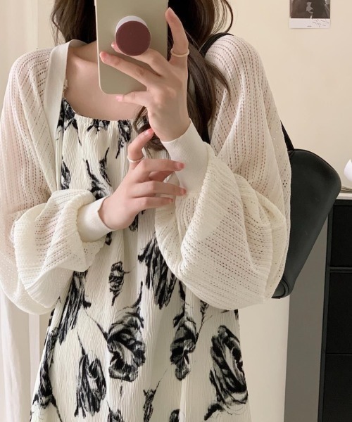 yuue' ( wear )（ユーイ）の「透かし編みショートボレロカーディガン（カーディガン/ボレロ・レディース・ブルー/ブラック/ホワイト/ベージュ・FREE）」の9枚目の写真