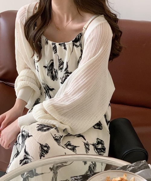 yuue' ( wear )（ユーイ）の「透かし編みショートボレロカーディガン（カーディガン/ボレロ・レディース・ブルー/ブラック/ホワイト/ベージュ・FREE）」の11枚目の写真