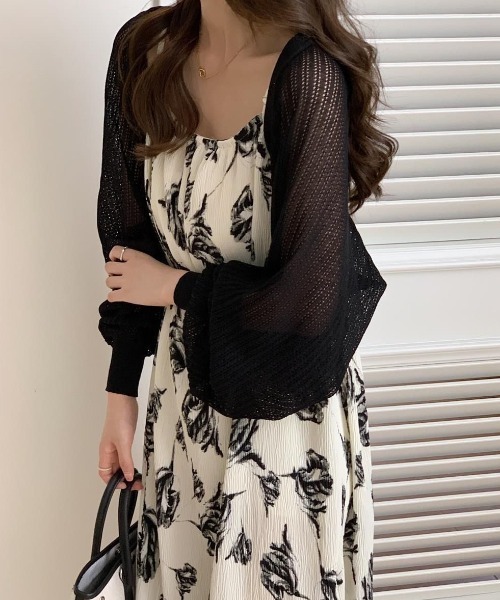 yuue' ( wear )（ユーイ）の「透かし編みショートボレロカーディガン（カーディガン/ボレロ・レディース・ブルー/ブラック/ホワイト/ベージュ・FREE）」の12枚目の写真