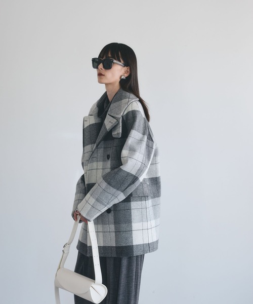 Chaos（カオス）の「Chaos(カオス)/◇佐藤佳菜子さんYouTube紹介◇スーペリヤヌスＰコート（ピーコート・レディース・チェック/ダークネイビー・FREE）」の6枚目の写真