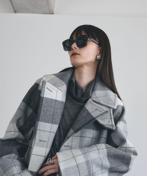 Chaos（カオス）の「Chaos(カオス)/◇佐藤佳菜子さんYouTube紹介◇スーペリヤヌスＰコート（ピーコート・レディース・チェック/ダークネイビー・FREE）」の4枚目の写真