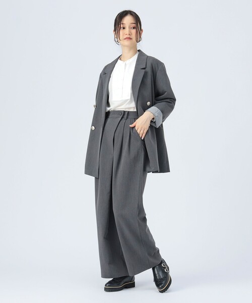 BEAMS HEART（ビームスハート）の「ラップ タック スラックス（スラックス・レディース・グレー/ネイビー・FREE）」の3枚目の写真