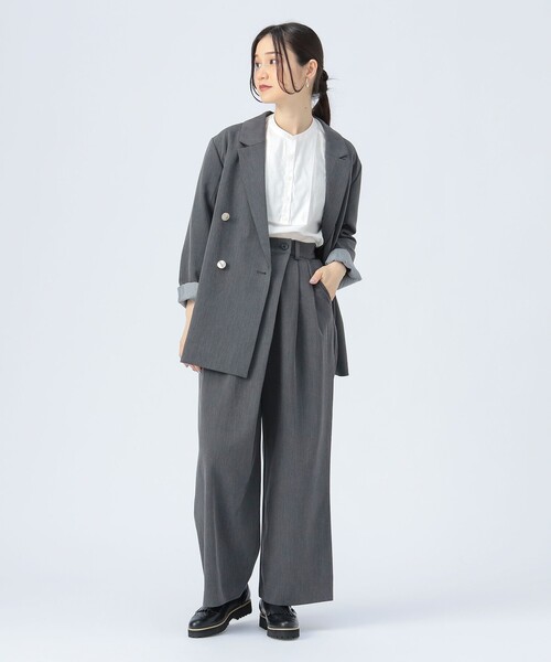 BEAMS HEART（ビームスハート）の「ラップ タック スラックス（スラックス・レディース・グレー/ネイビー・FREE）」の4枚目の写真