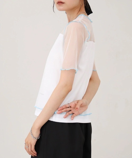 Bab(バブ)の「カラーメローチュールレイヤードTシャツ(Tシャツ/カットソー・レディース・チャコールグレー/オフホワイト/ネイビー・FREE)」の19枚目の写真