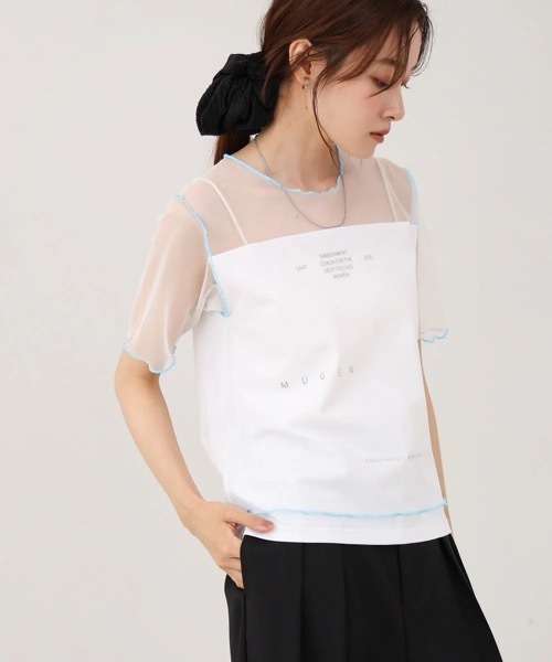 Bab(バブ)の「カラーメローチュールレイヤードTシャツ(Tシャツ/カットソー・レディース・チャコールグレー/オフホワイト/ネイビー・FREE)」の20枚目の写真