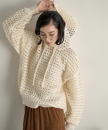 セール】「透かし編みニット」に該当するホワイト/白色系の