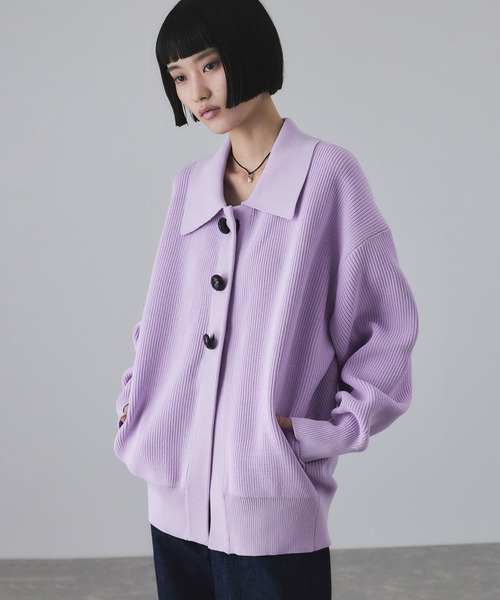 セール】【サステナブル】ポロニットリラックスカーディガン