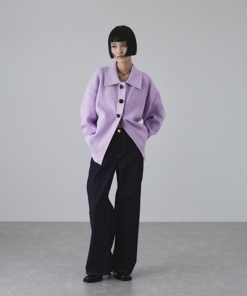 セール】【サステナブル】ポロニットリラックスカーディガン