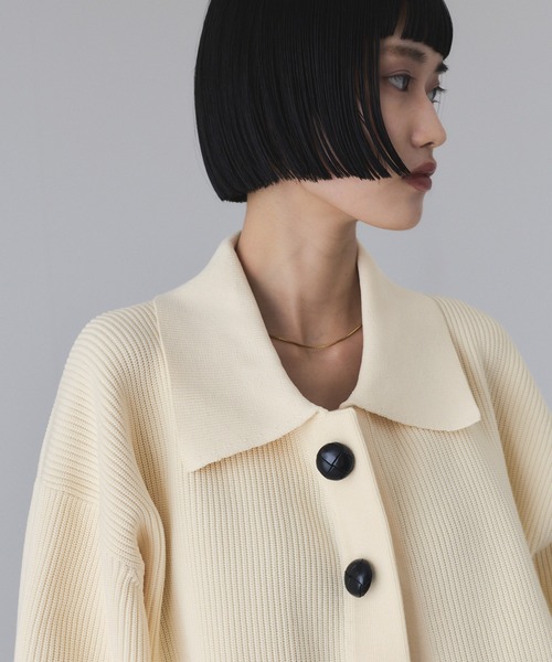 セール】【サステナブル】ポロニットリラックスカーディガン