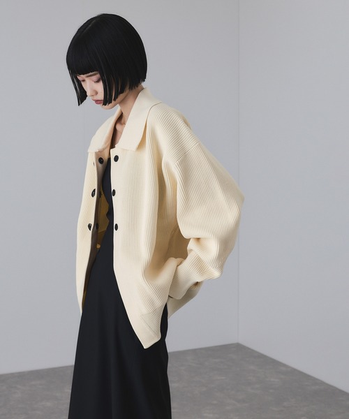 セール】【サステナブル】ポロニットリラックスカーディガン