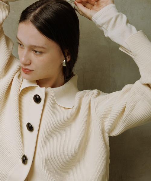 セール】【サステナブル】ポロニットリラックスカーディガン