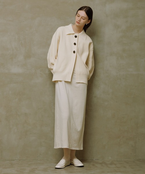 セール】【サステナブル】ポロニットリラックスカーディガン