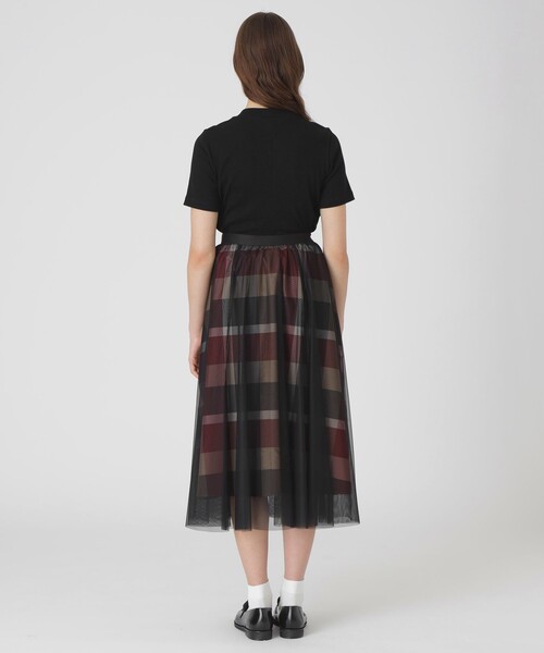 BLUE LABEL CRESTBRIDGE（ブルーレーベルクレストブリッジ）の「クレストブリッジチェックライトクロッシングチュールスカート（スカート・レディース・レッド/ベージュ系その他・36/38）」の5枚目の写真