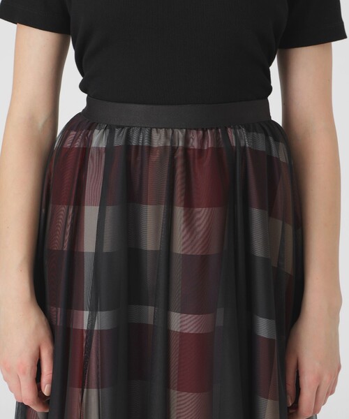 BLUE LABEL CRESTBRIDGE（ブルーレーベルクレストブリッジ）の「クレストブリッジチェックライトクロッシングチュールスカート（スカート・レディース・レッド/ベージュ系その他・36/38）」の6枚目の写真