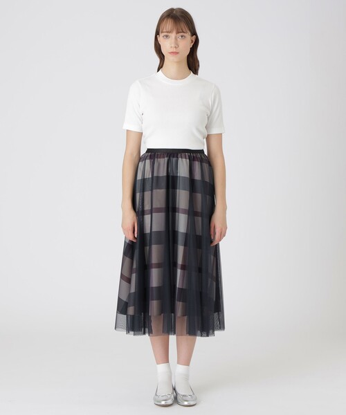 BLUE LABEL CRESTBRIDGE（ブルーレーベルクレストブリッジ）の「クレストブリッジチェックライトクロッシングチュールスカート（スカート・レディース・レッド/ベージュ系その他・36/38）」の9枚目の写真