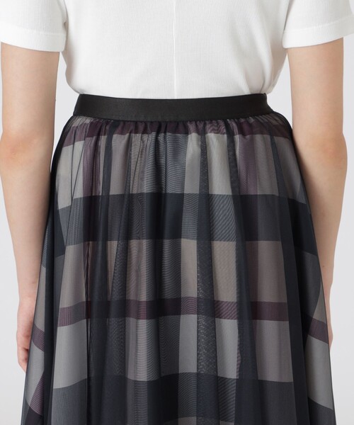 ブルーレーベルクレストブリッジ今期チェックライトクロッシングチュールスカート クレストブリッジチェックライトクロッシングチュールスカート
