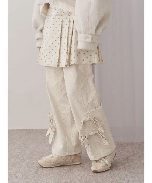 merry jenny（メリージェニー）の「lulu dot ribbon pants（スラックス・レディース・オフホワイト/ブラック・FREE）」の3枚目の写真