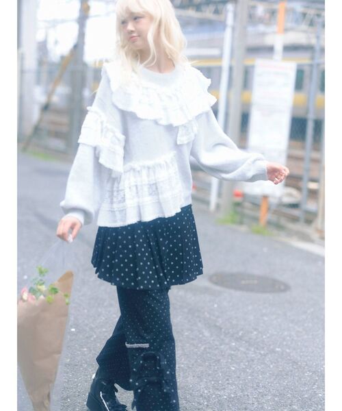 merry jenny（メリージェニー）の「lulu dot ribbon pants（スラックス・レディース・オフホワイト/ブラック・FREE）」の4枚目の写真