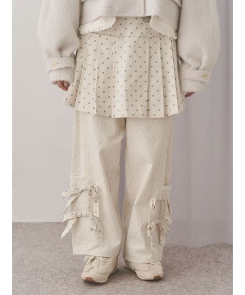 merry jenny（メリージェニー）の「lulu dot ribbon pants（スラックス・レディース・オフホワイト/ブラック・FREE）」の5枚目の写真